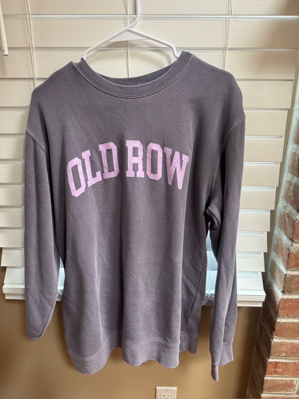 Old Row Women's Dusty Purple Crewneck Sweatshirt with Pink Logo
